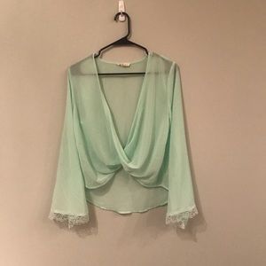 Turquoise wrap top